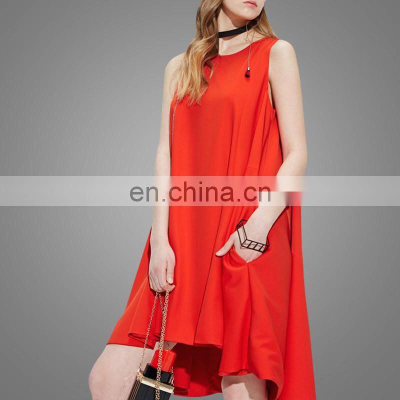 Yong Lady Korean Style Casual Dress Fashion Sleeveless Fancy Irregular Hem Women Dress