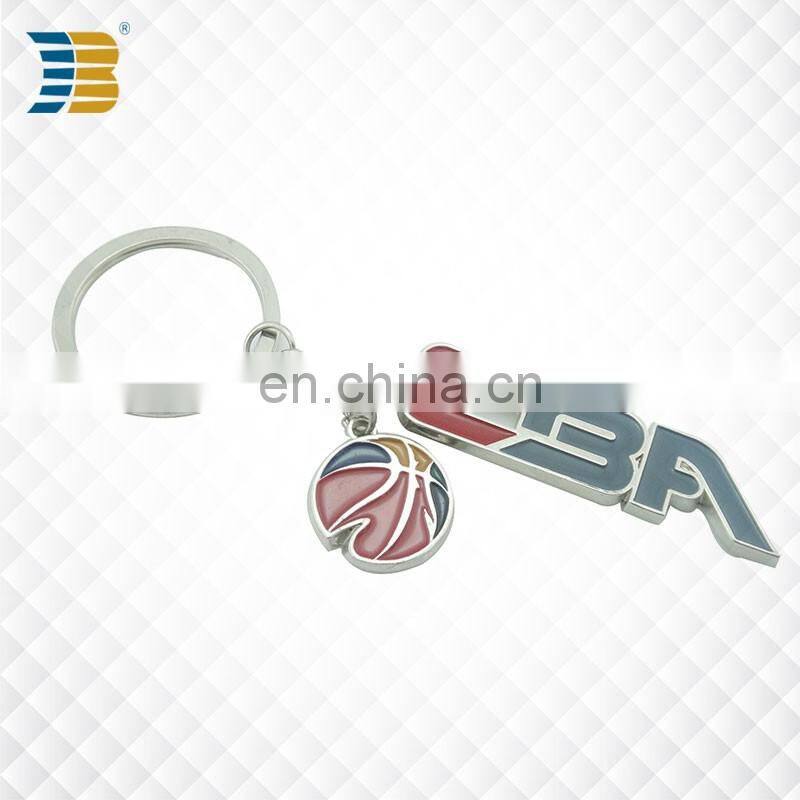 custom made metal painted 3D basketball and letters keychain