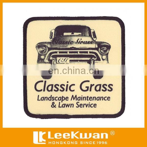 Embroidery heat transfer patch, brand logo patch dye sublimated patch with merrowed border