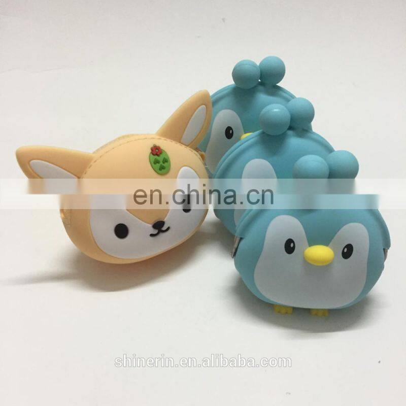 Customized Women Gentle Cartoon Piggy Coin Bank Case Metal Clip Silicone Wallet Purse