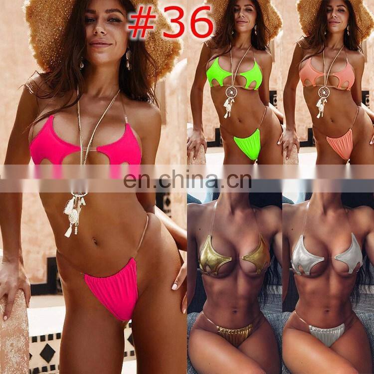One shoulder neon green bikini 2019 micro Bandeau swimwear women bathing suit biquini Summer beachwear Push up swimsuit