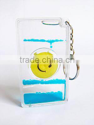 Wholesale Liquid Hourglass Keychain, Acrylic Plastic Keyring