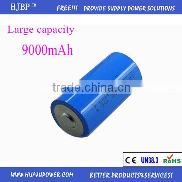 china factory wholesale HJBP CE|ROHS|UN38.3 LiSOCl2 3.6V ER26500 9000MAH lithium battery for thermal flowmeter