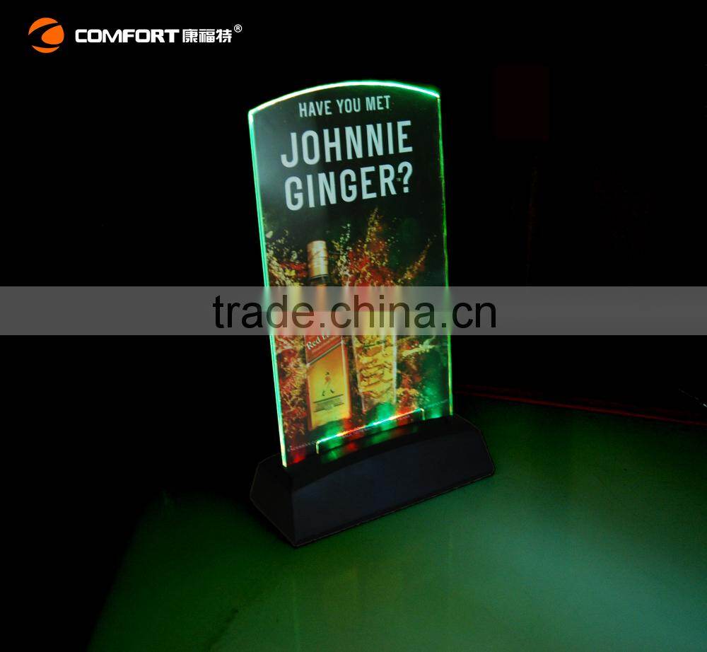 cheep led lighted outdoor plastic bar drink menu holder