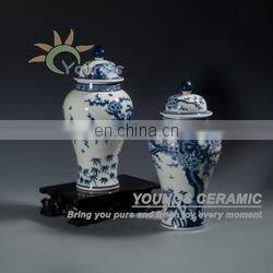 Blue and white landscape Shang ceramic flower floor vase for living room decoration