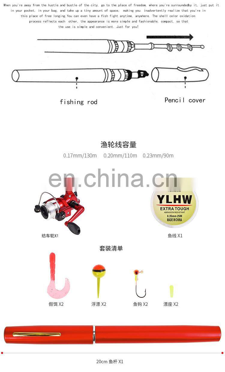 Fishing Rod Reel Combo Set Mini Telescopic Portable Pocket Pen Fishing Rod Pole + Aluminum Alloy Reel + Lures Baits + Jig Hooks
