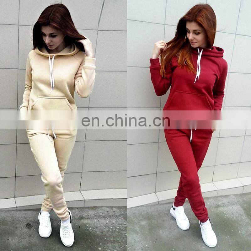 Wholesale custom fashion women's hoodie hoodie pants solid color sportswear sweatshirt sportswear sweatshirt