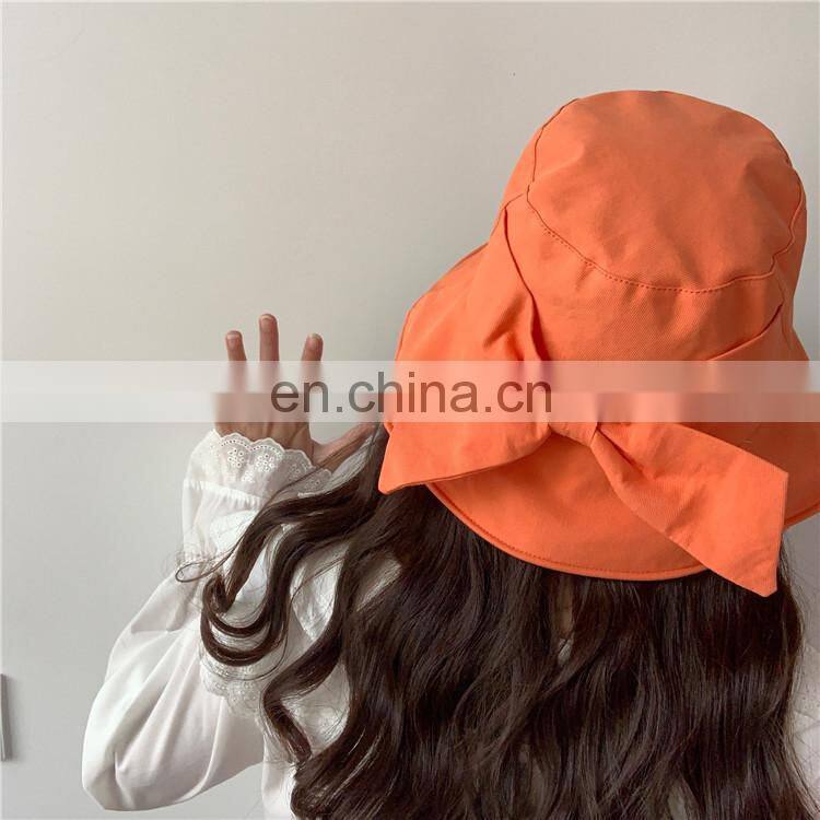 Customized fisherman hat spring and summer leisure sunshade soft foldable basin big bow sun hat