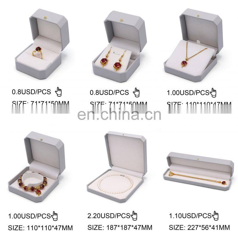 New Arrival Light Gray custom logo jewelry packaging Pu Leather Bangle Box