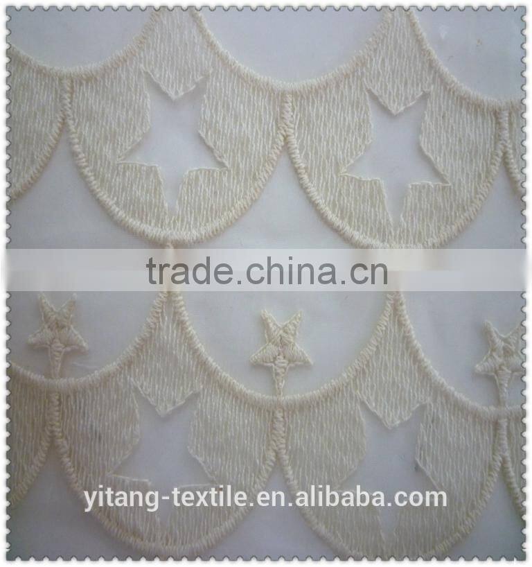 crescent pattern organza embroidered fabric