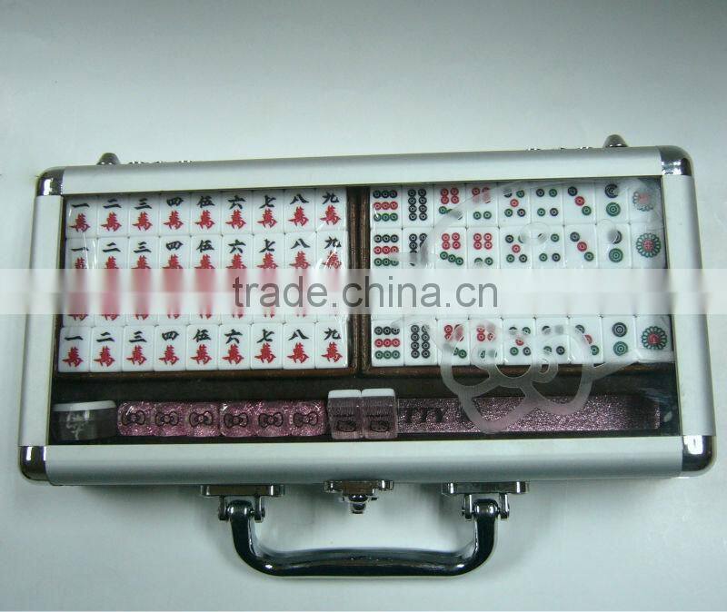 Mahjong game set with aluminum / aluminium case - different colors of mahjong case available