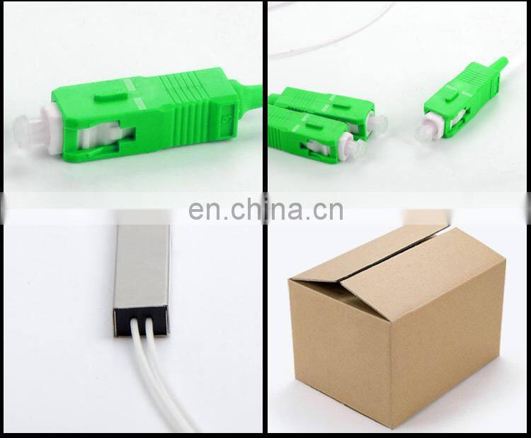 FTTH Mini Type 1:2 SC APC 1x2 way Steel Tube  FBT Unbalanced Splitter