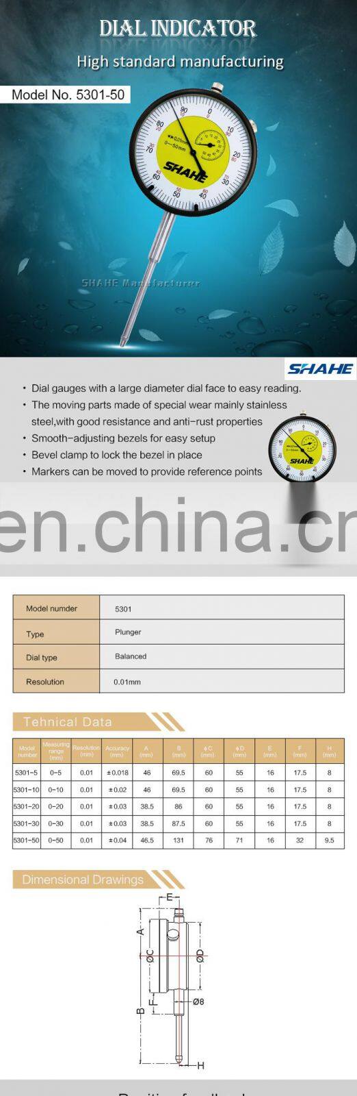 0-50mm 0.01mm High quality metric Dial Indicator mini dial indicator