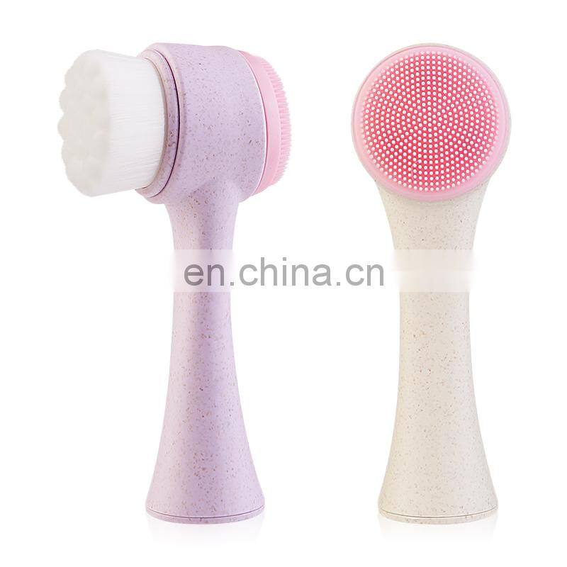 Wholesale Eco Friendly Biodegradable Korean Facial Cleansing Brush With Silicone Massage Brushes For Deep Cleaning
