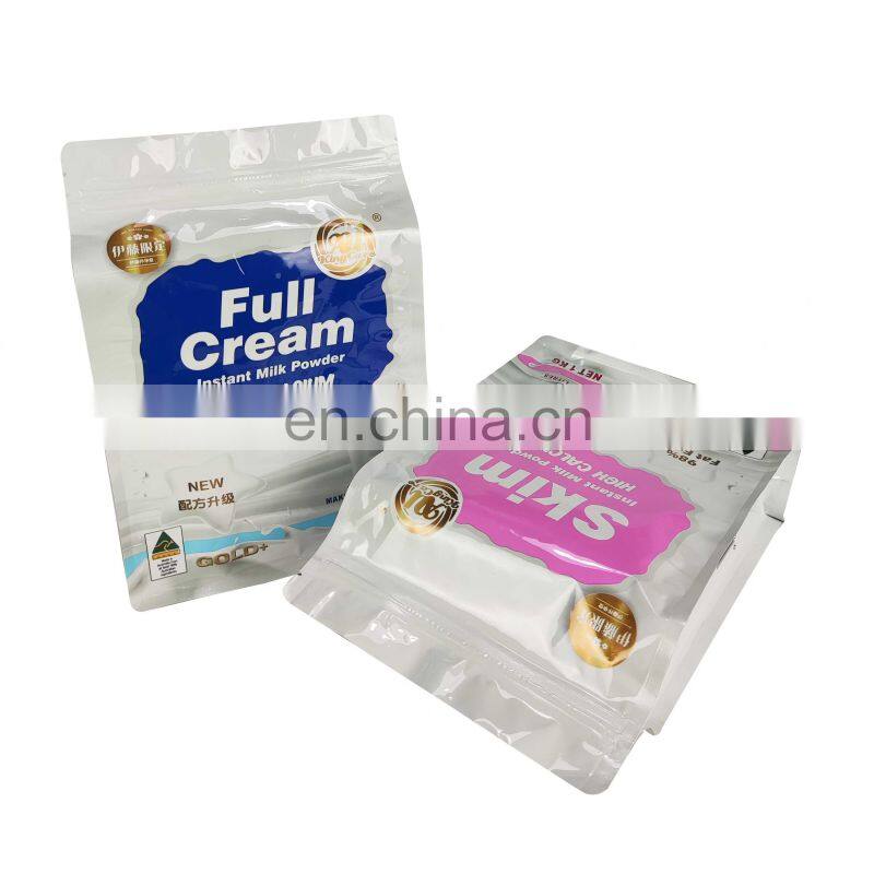 500g Food grade level milk powder packaging bags zip lock eight sides seal bags flat bottom stand up pouch with zipper