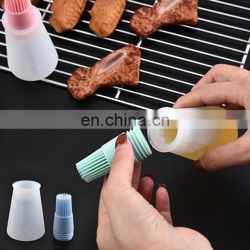 Barbecue Oil Brush Oil Dispenser with Brush High Temperature Resistant Silicone Oil Bottle with Brush Kitchen Baking Gadgets