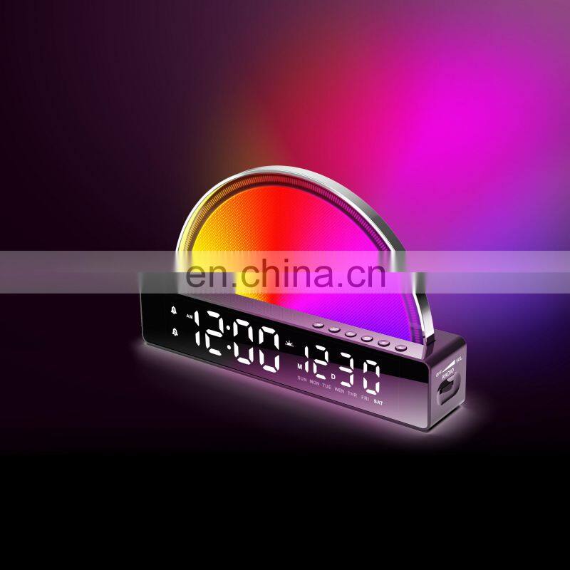 Wooden color Sunrise Baby Musical Wake Up Light Alarm Clock With Radio