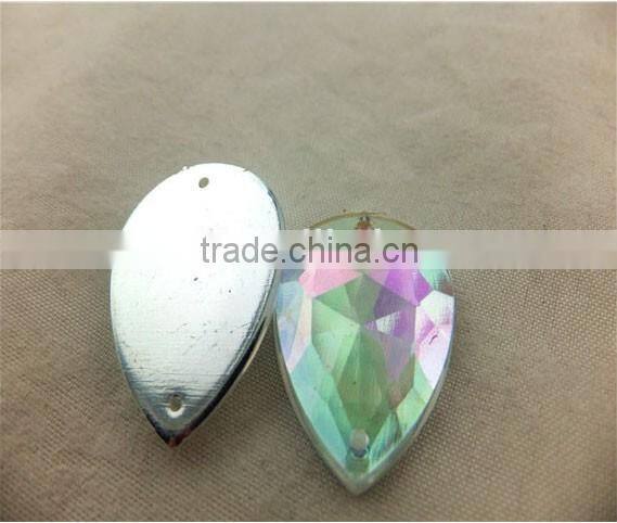 Drop Shape Ab Crystal Plastic Stone