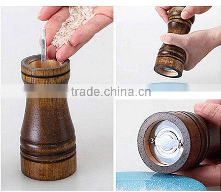 Wood Pepper Mill with Strong Ceramic Grinder 8"