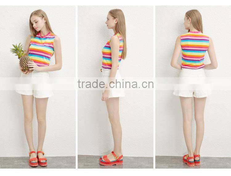 2015 European style women high neck sleeveless tank tops wholesale from China