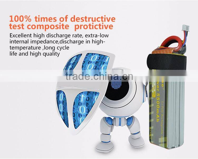 High Performance Rechargeable RC Battery Lipo Battery 5500mAh 7.4v 50C