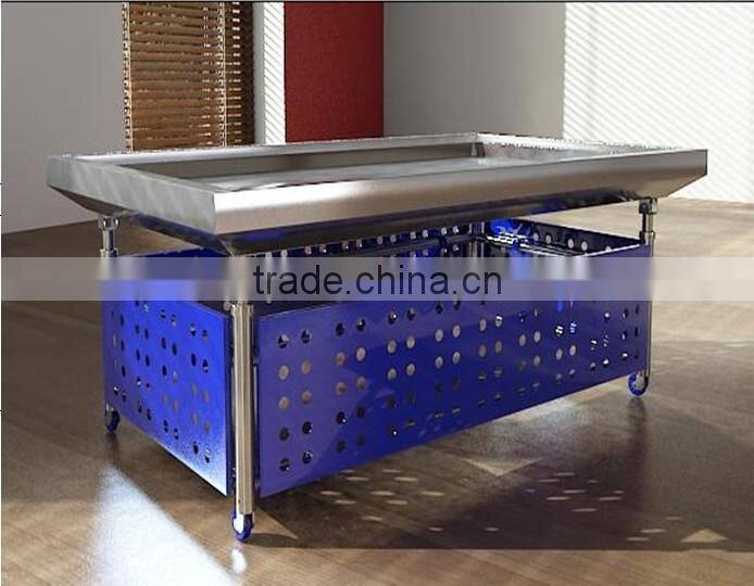 APEX custom make commercial restaurant stainless steel ice fresh frozen sardine fish frozen crawfish display table ice case