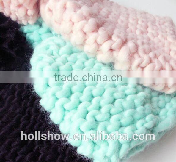 2016 Newest Fresh Macaron Color Thick Iceland Yarn Knitted Pom Pom Beanie Caps