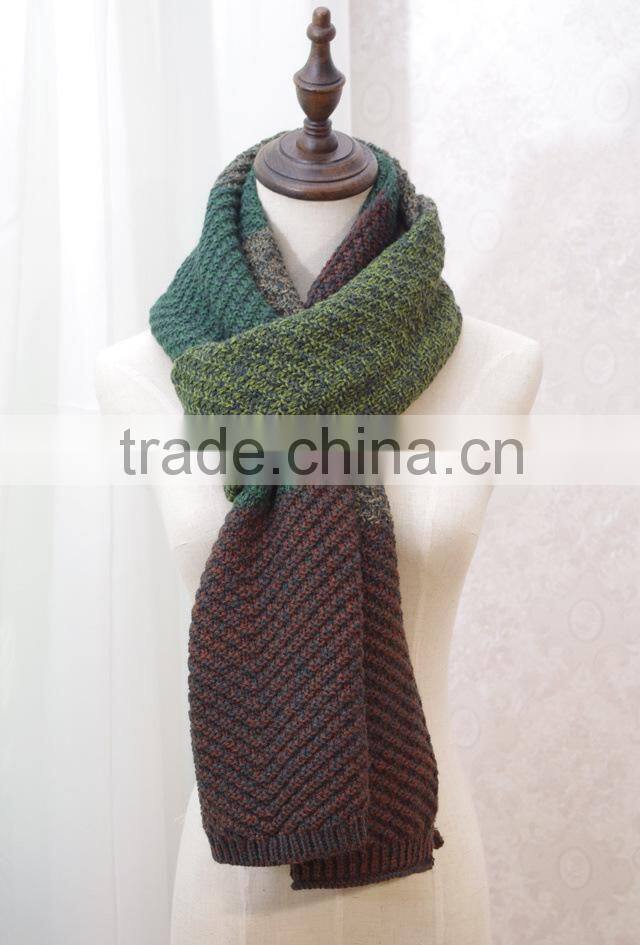 New Fashion Patchwork Wool Knitted Unisex Man Woman Winter Scarf
