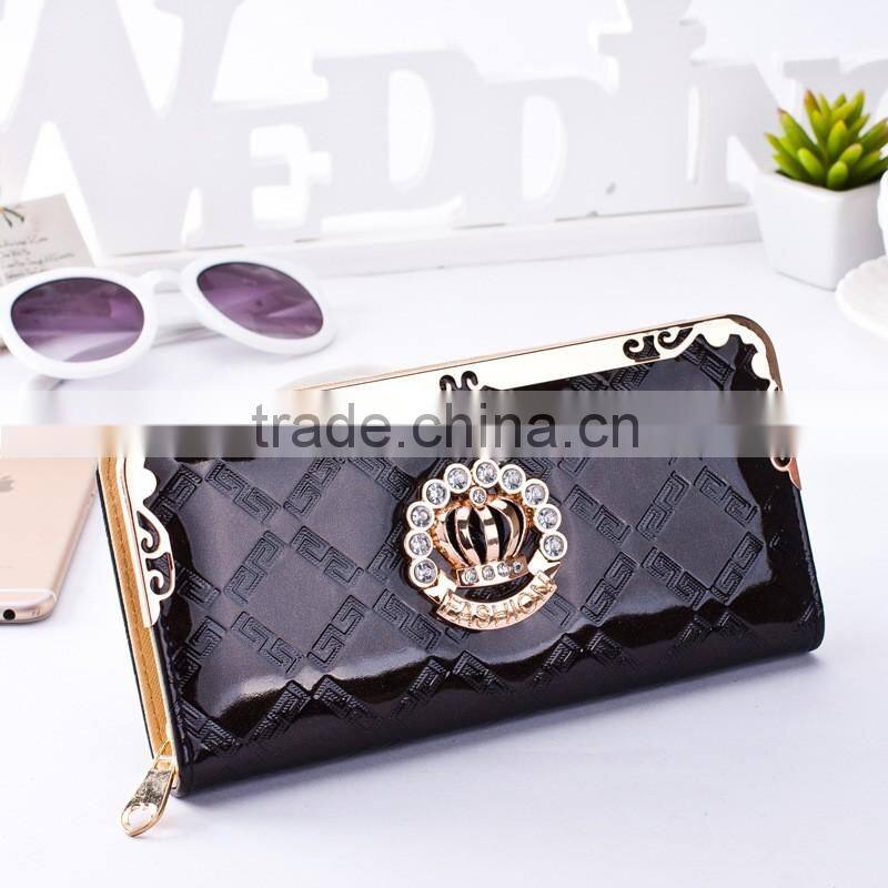 Latest women pu purse luxurious decorate long wallet