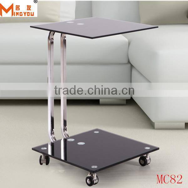 small square tempered glass colorful corner table