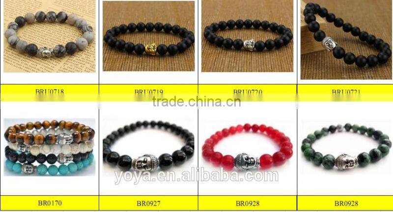 BRH1502 elastic bracelet, blue agate beaded blue druzy bracelet