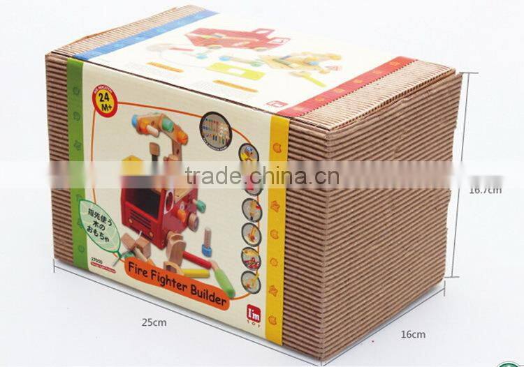 top sale wooden toy fire trucks OEM new design intelligent toy DIY trucks for kids EZ5085