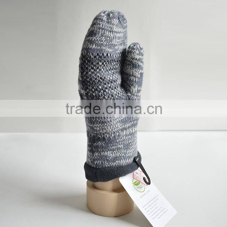 Cheapest knitted gloves ladies soft winter heated gloves with black grey warm mittens
