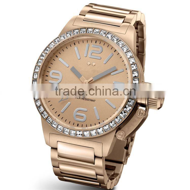 Build your watch brand easily stainless steel diamond watch quartz watch big case diamond