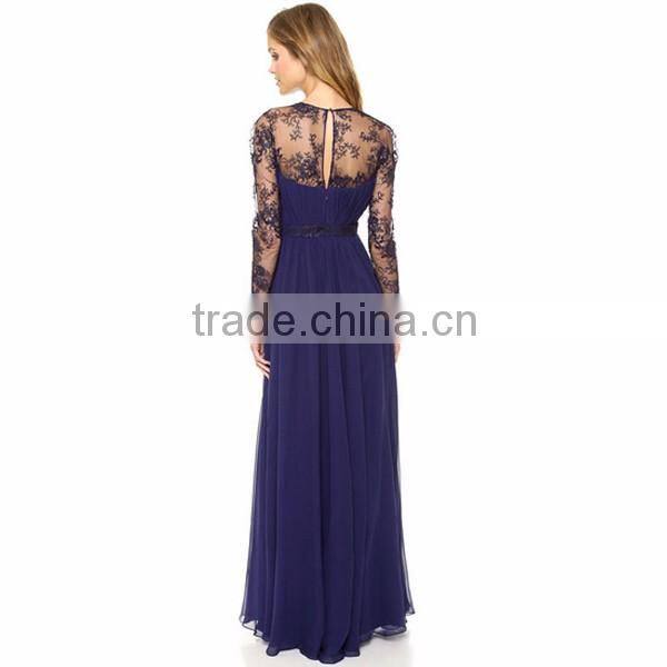 Women's Lovely Blue V-Neck Solid Chiffon