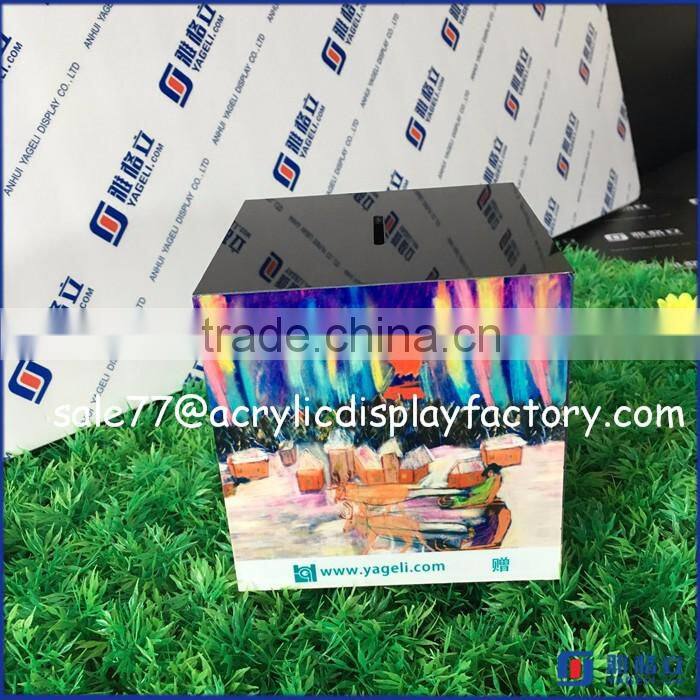Acrylic Clear Locking Fundraising Charity Donation Box Ticket Box Ballot Box With Sign Holder