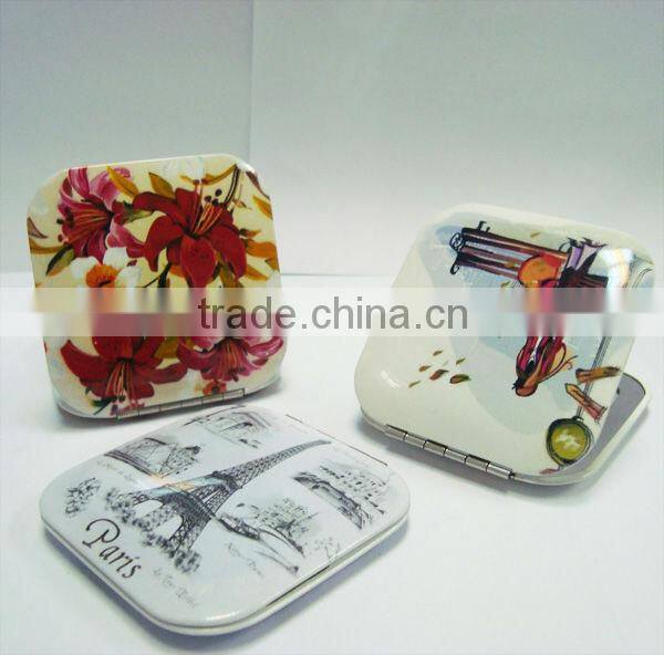 Fashionable Square Cosmetic mirror/Make-up Mirror/Compact Mirror Metal Pocket Mirror Aluminum Purse Mirror