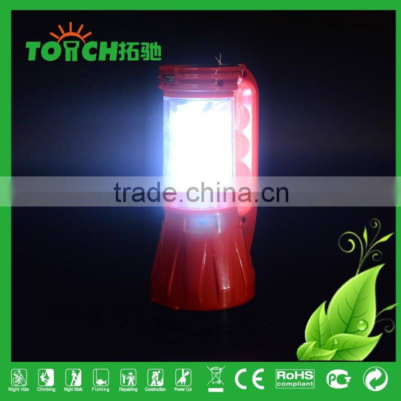 2 in 1 LED Portable Light Plastic Portable Camping Light Solar Rechargeable Lantern Lamp Torch