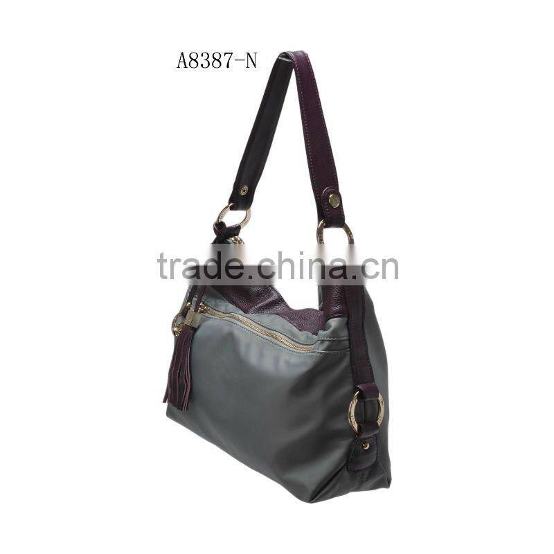 LATEST AUTUMN&WINTER design fashion leather&nylon lady handbag
