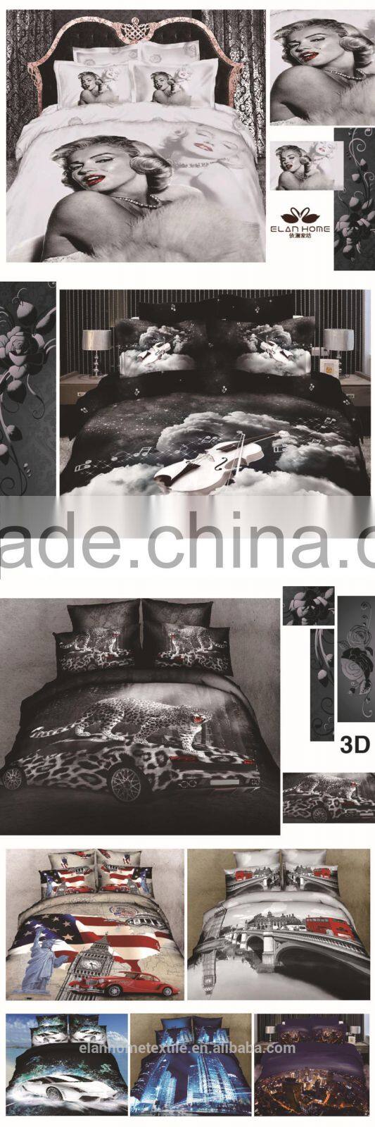 100% cotton 3d printed wholesale 3D duvet cover set