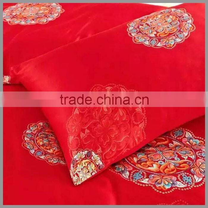 reactive printed bedding sets /red base with several large floral print/panel screen printing/duvet cover and pillow covers