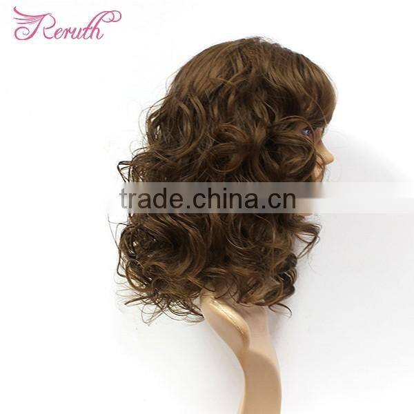 Middle Length Beautiful Wavy Natural Black Human Hair Wig