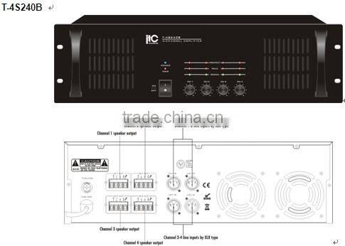 ITC T-4S120B Series Practical 60W 120W 240W 4 Channel Sound Power Amplifier for Sale