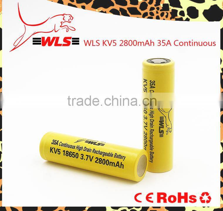 Wholesale 2800mah wls kv5 18650 70a continous discharge high drain battery flat top
