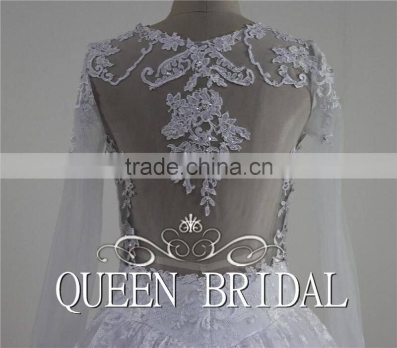 QUEEN BRIDAL 2016 New Design Ball Gown Luxury Bridal Arabic Wedding Dress Lace Long Sleeve