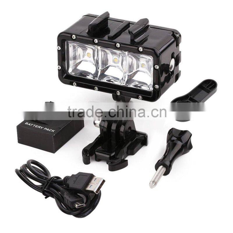 TELESIN POV Flash LED Fill Night Light Underwater 30m Waterproof Light Mount Kit for Go pro Hero4