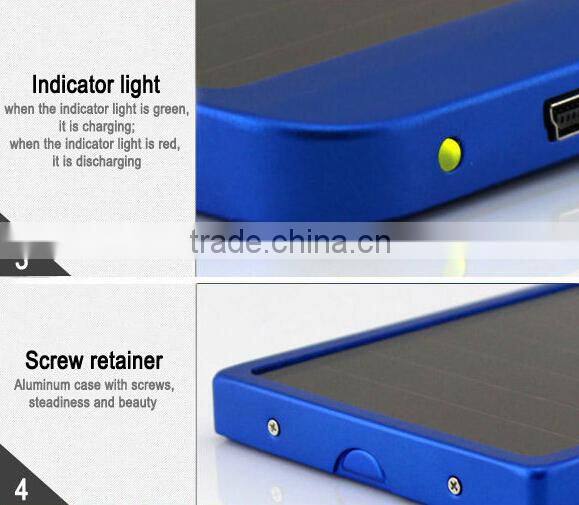 2600mAh Portable Solar Power Bank, Mobile Solar Charger for Iphone6/Plus