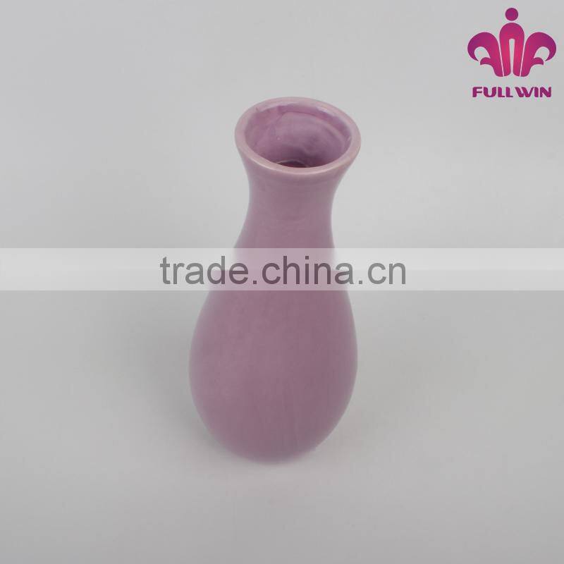 home decoration oval ceramic flower vase with purple color