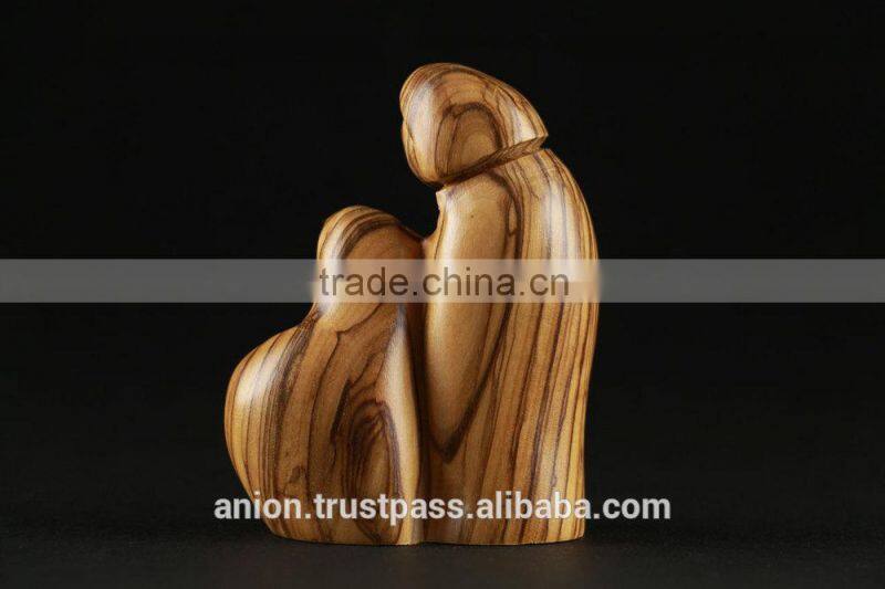 Olive Wood Composition Carved Holy Family Small Size