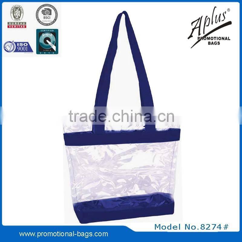 2015 Portable plastic transparent PVC handbag tote bag